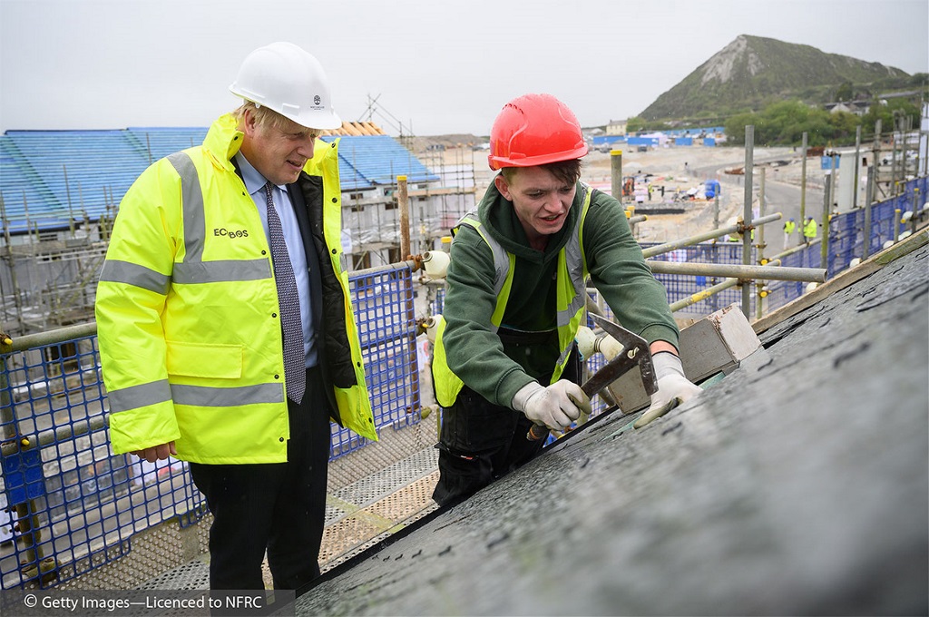 PM Boris Johnson roof slating in Cornwall at G7